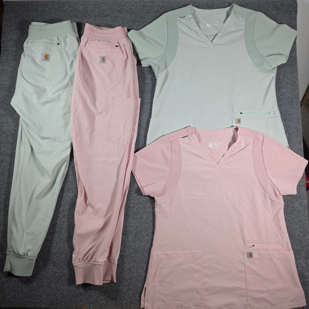 Carhartt Liberty Modern Fit Scrub Sets Lot of 2 Pink Mint Green Medium Jogger